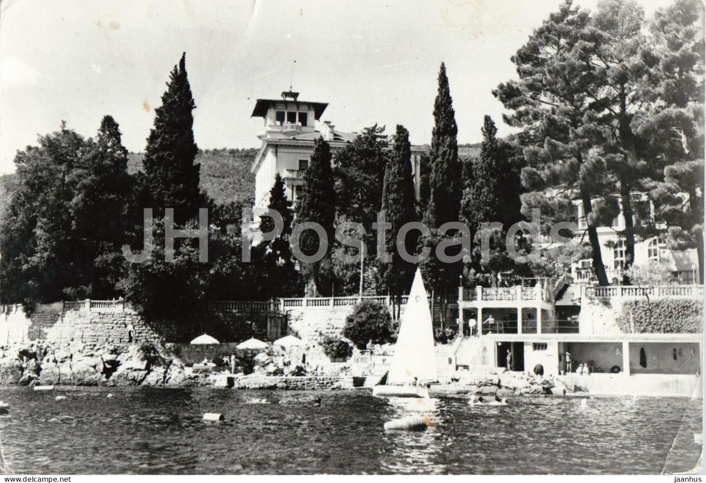 Opatija - Hotel Rozalija - seaside hotel villa beach Adriatic - 13681 - old postcard - 1962 - Croatia Yugoslavia - used - JH Postcards