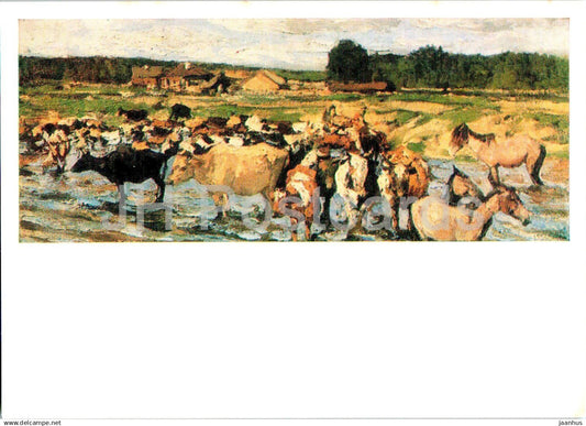 painting by L. Turzhansky - Midday - Herd - animals - Russian art - 1982 - Russia USSR - unused - JH Postcards