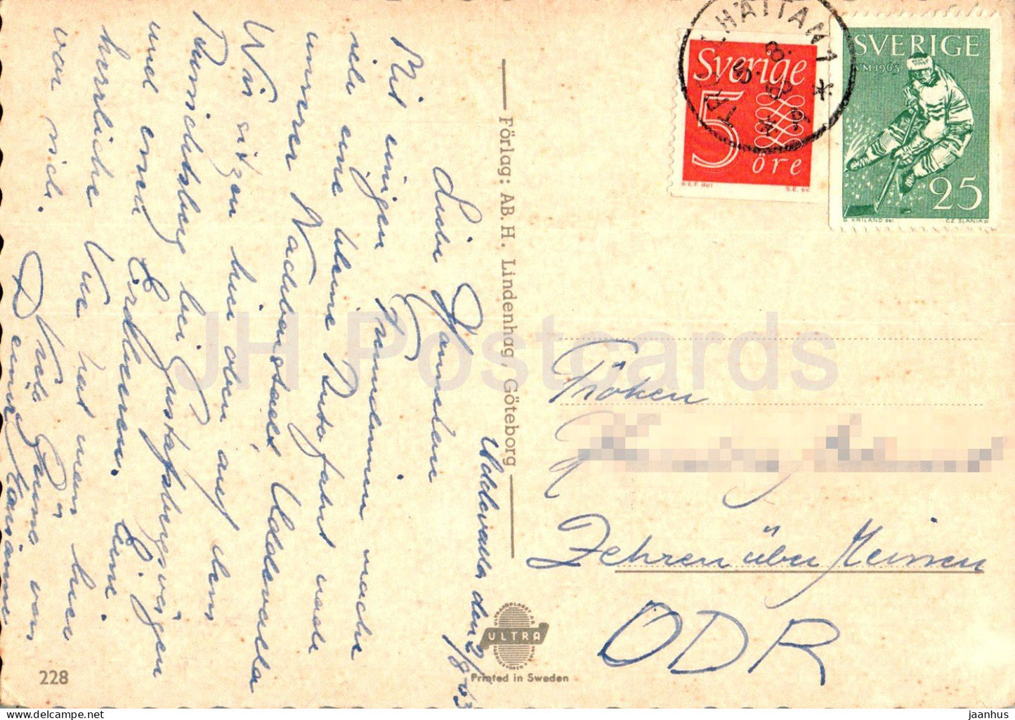 Halsning fran Uddevalla - Bohusgarden - Uddevallavarvet - Carl X Gustav statyn - multiview - 228 - 1963 - Suède - d'occasion 