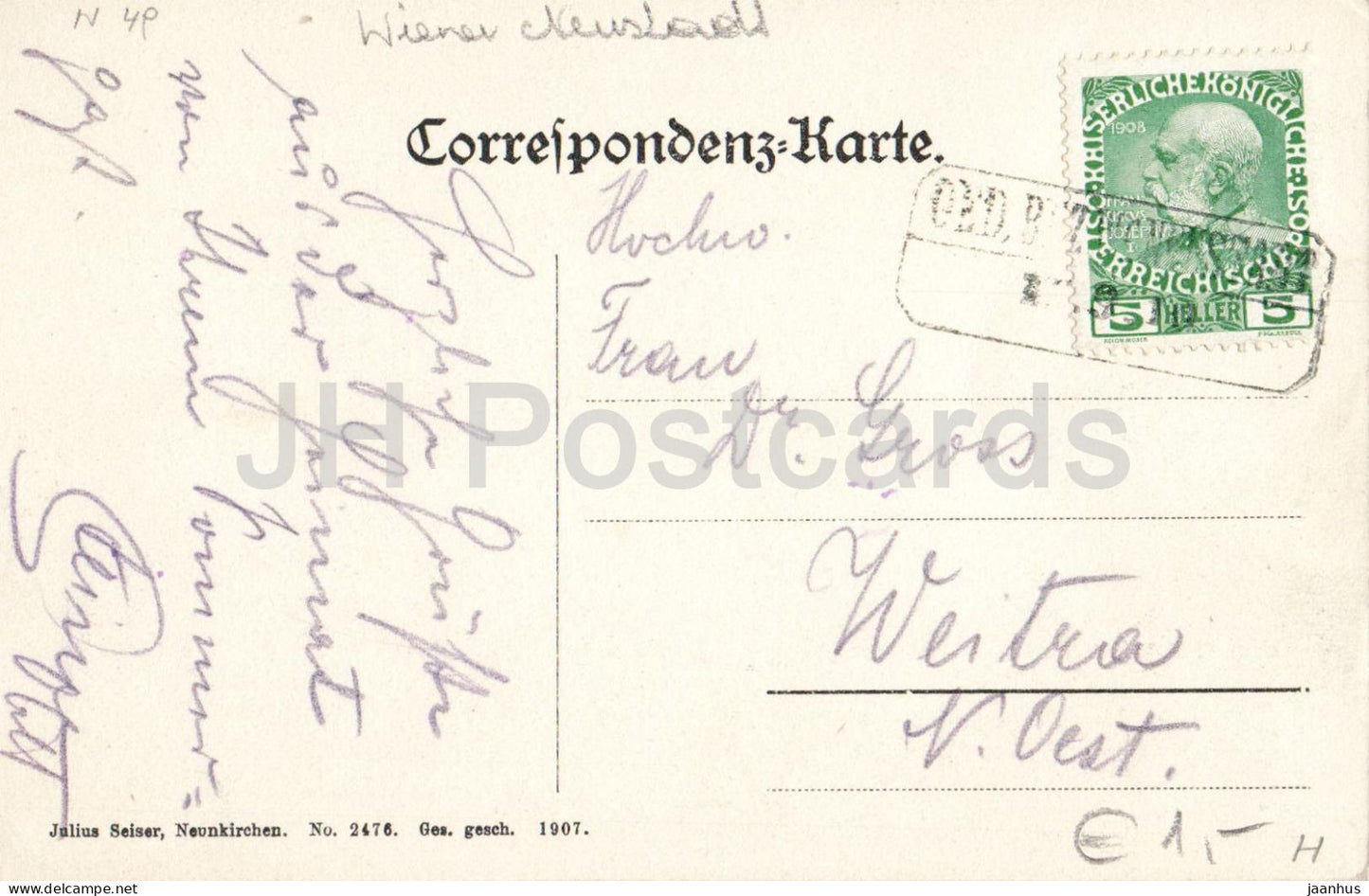 Durre Wand - paysage alpin - falaises - randonneur sur une crête - Alpes - carte postale ancienne - 1907 - Autriche - utilisée 