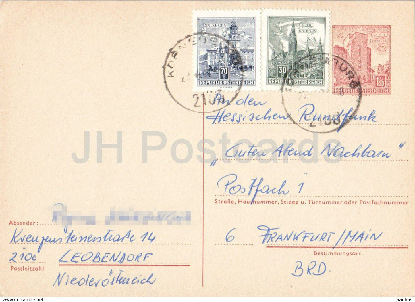 ATB Aktuell - Hessischer Rundfunk - Guten abend Nachbarn - 1 - postal stationery - 1972 - Austria - used - JH Postcards