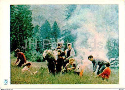 Carpathian Mountains - Karpaty - Rest - hikers - 1962 - Ukraine USSR - unused - JH Postcards