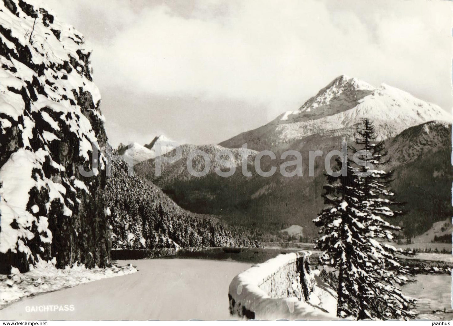 Gaichtpass Tirol mit Weissenbach - Thaneller u. Loreagruppe - mountain pass - road - 207 old postcard - Austria - unused - JH Postcards