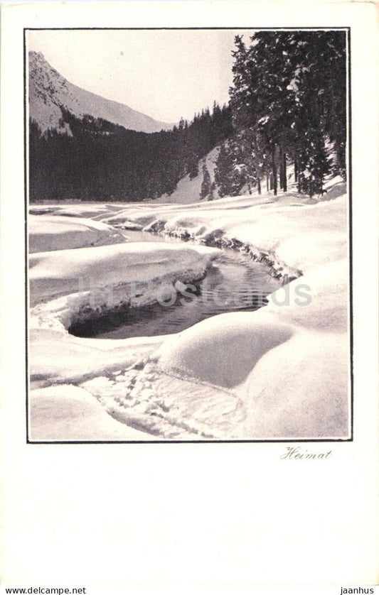 Heimat - snowy river valley - Series - 2448 - old postcard - Switzerland - unused - JH Postcards