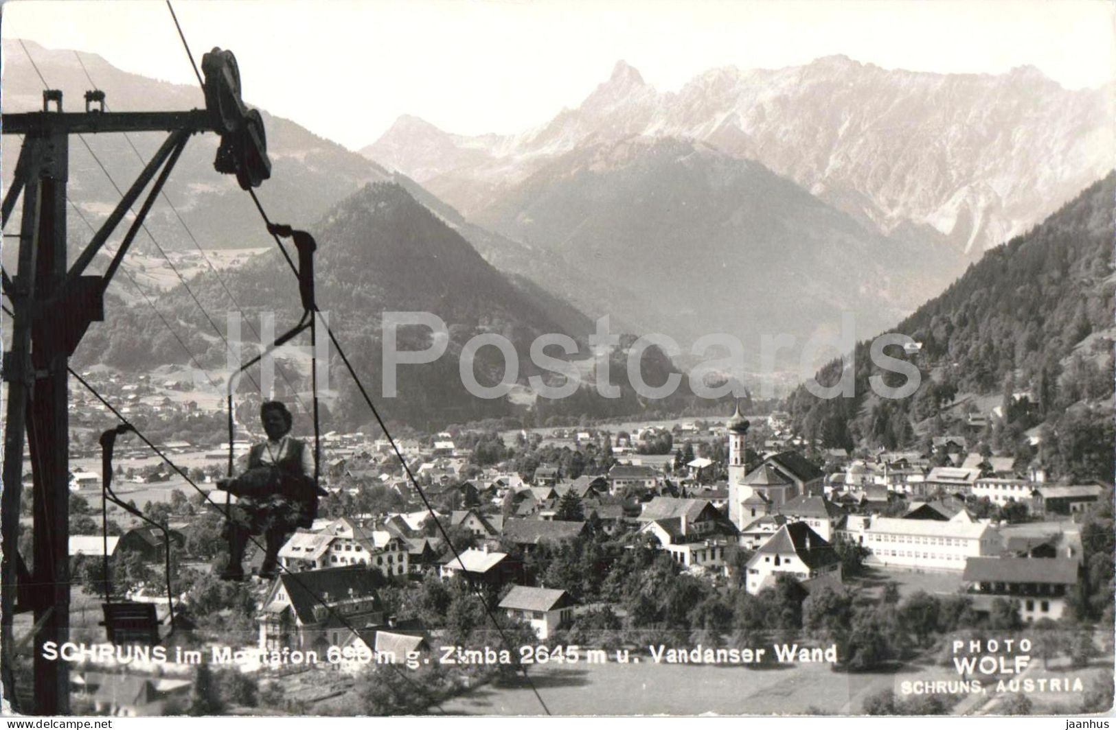 Schruns im Montafon 689 m Zimba 2645 m Vandanser Wand - mountains - Alps - 3804 - 1960 - Austria - used - JH Postcards