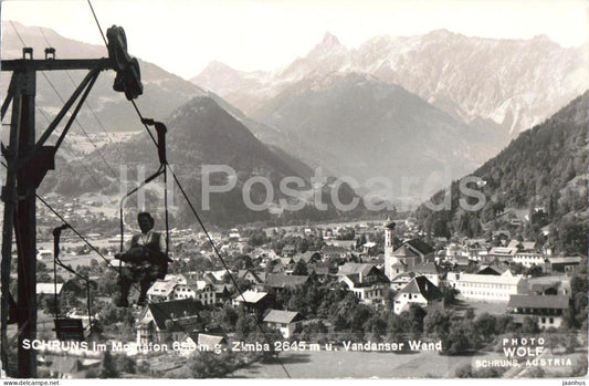Schruns im Montafon 689 m Zimba 2645 m Vandanser Wand - mountains - Alps - 3804 - 1960 - Austria - used - JH Postcards