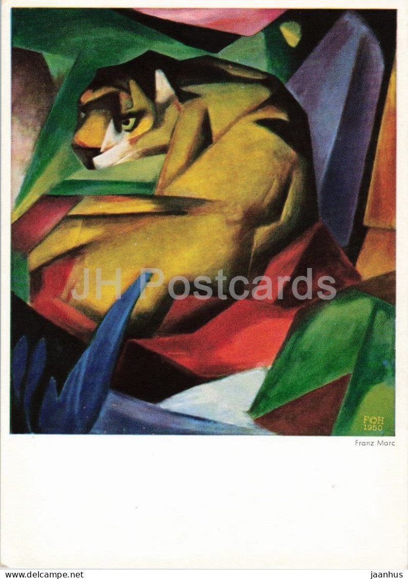 painting by Franz Marc - Tiger - animals - German art - Germany - unused - JH Postcards