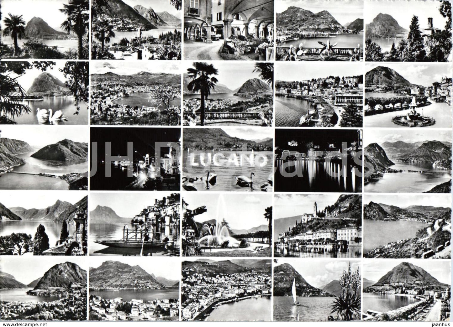 Lugano & Lac - Lake - city - mountains - promenade - multiview - 3105 - old postcard - Switzerland - unused - JH Postcards
