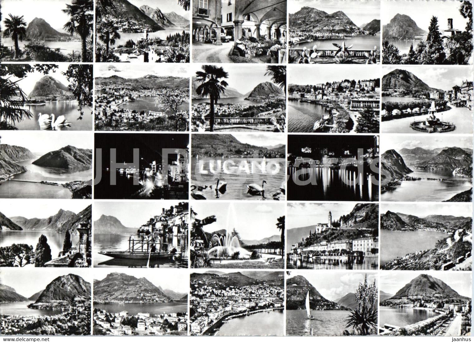 Lugano & Lac - Lake - city - mountains - promenade - multiview - 3105 - old postcard - Switzerland - unused - JH Postcards