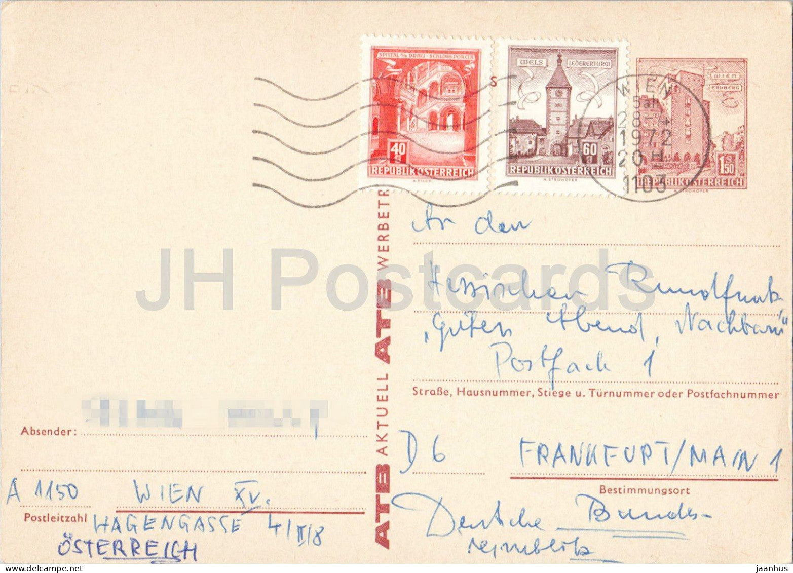 ATB Aktuell - Hessischer Rundfunk - Guten abend Nachbarn - 2 - postal stationery - 1972 - Austria - used - JH Postcards