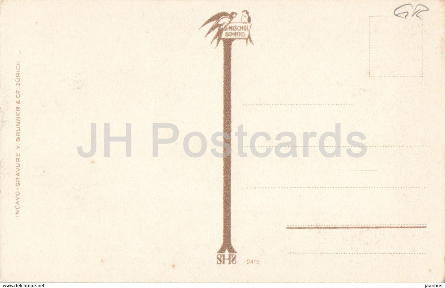 Heimat - Man standing on Balcony - Alps - Series - 2415 - old postcard - Switzerland - unused