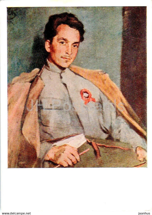 painting by S. Malyutin - Portrait of Russian writer D. Furmanov - man - Russian art - 1958 - Russia USSR - unused - JH Postcards