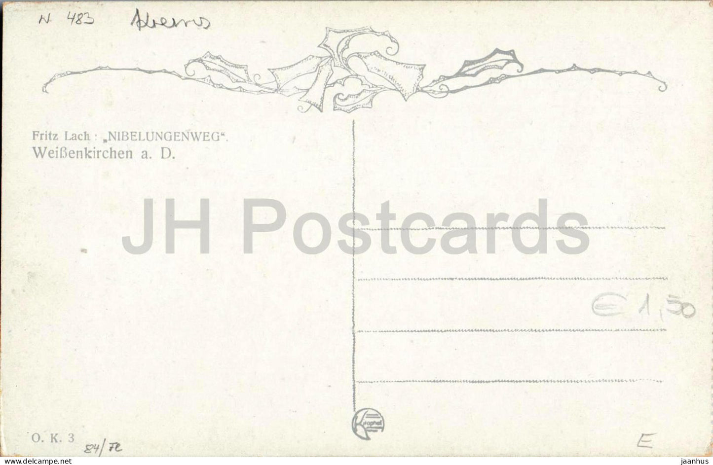 Weissenkirchen an der Donau - Church and village view - Nibelungenweg - illustration - old postcard - Austria - unused