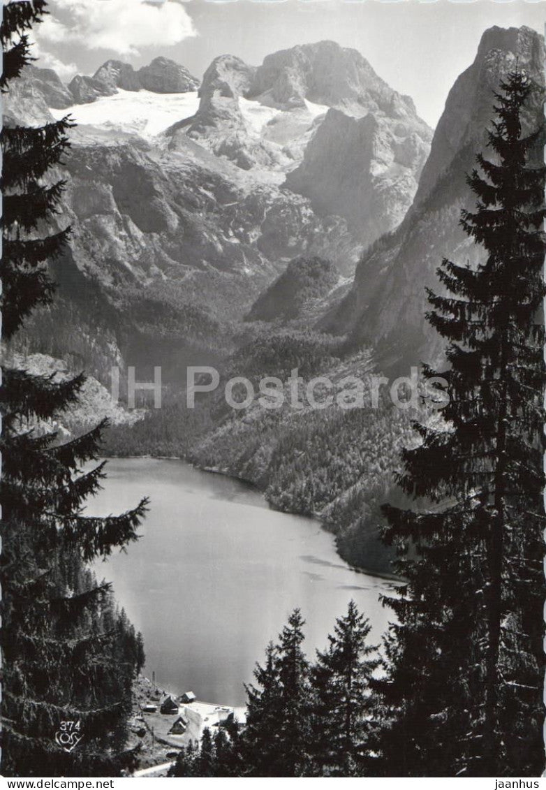 Gosau-See der idyllisch gelegene Bergsee in 933 m Dachstein - lake - mountains - 374 - old postcard - Austria - unused - JH Postcards