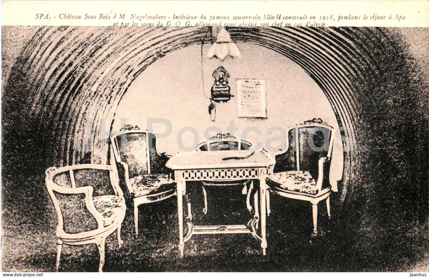 Spa - Chateau Sous-Bois a M. Nagelmackers Interieur - castle - interior WWI shelter old postcard - Belgium - unused - JH Postcards