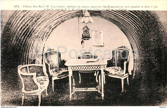 Spa - Chateau Sous-Bois a M. Nagelmackers Interieur - castle - interior WWI shelter old postcard - Belgium - unused - JH Postcards