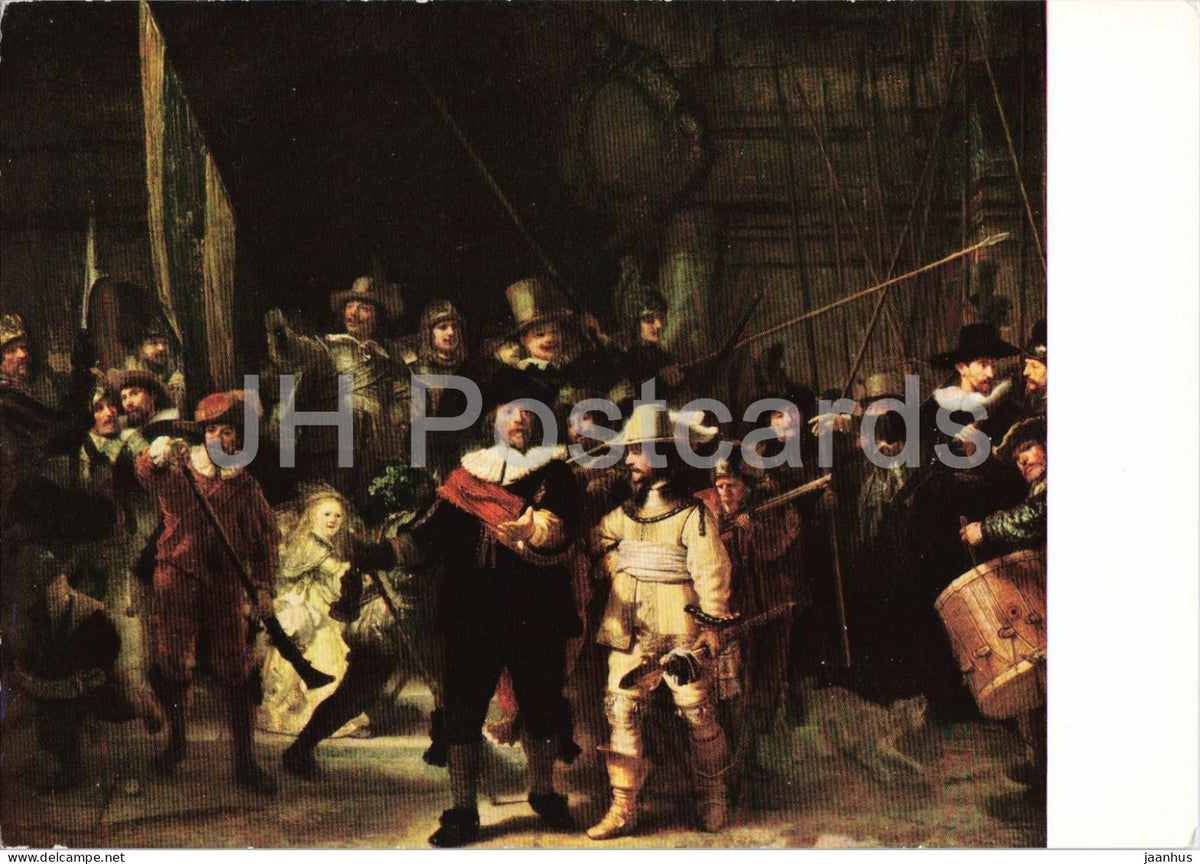 painting by Rembrandt van Rijn - The Night Watch - Die Nachtwache - military - Dutch art - 10256 - Netherlands - unused - JH Postcards