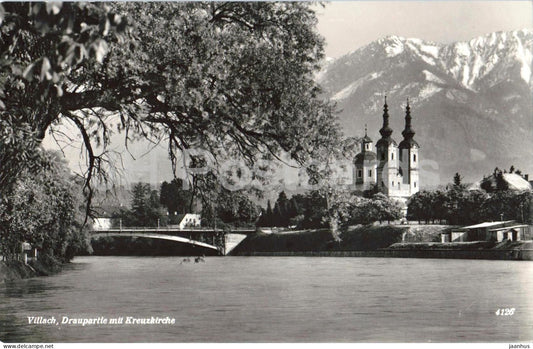 Villach - Draupartie mit Kreuzkirche - Alps - mountains - 4126 - 1962 - Austria - used - JH Postcards