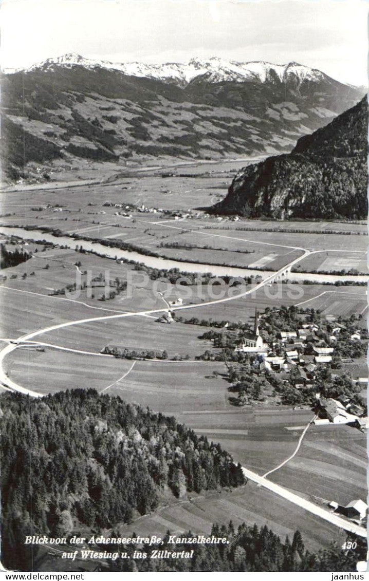 Blick von der Achenseestrasse Kanzelkehre auf Wiesing u. ins Zillertal - mountains - Alps - 430 - 1966 - Austria - used - JH Postcards