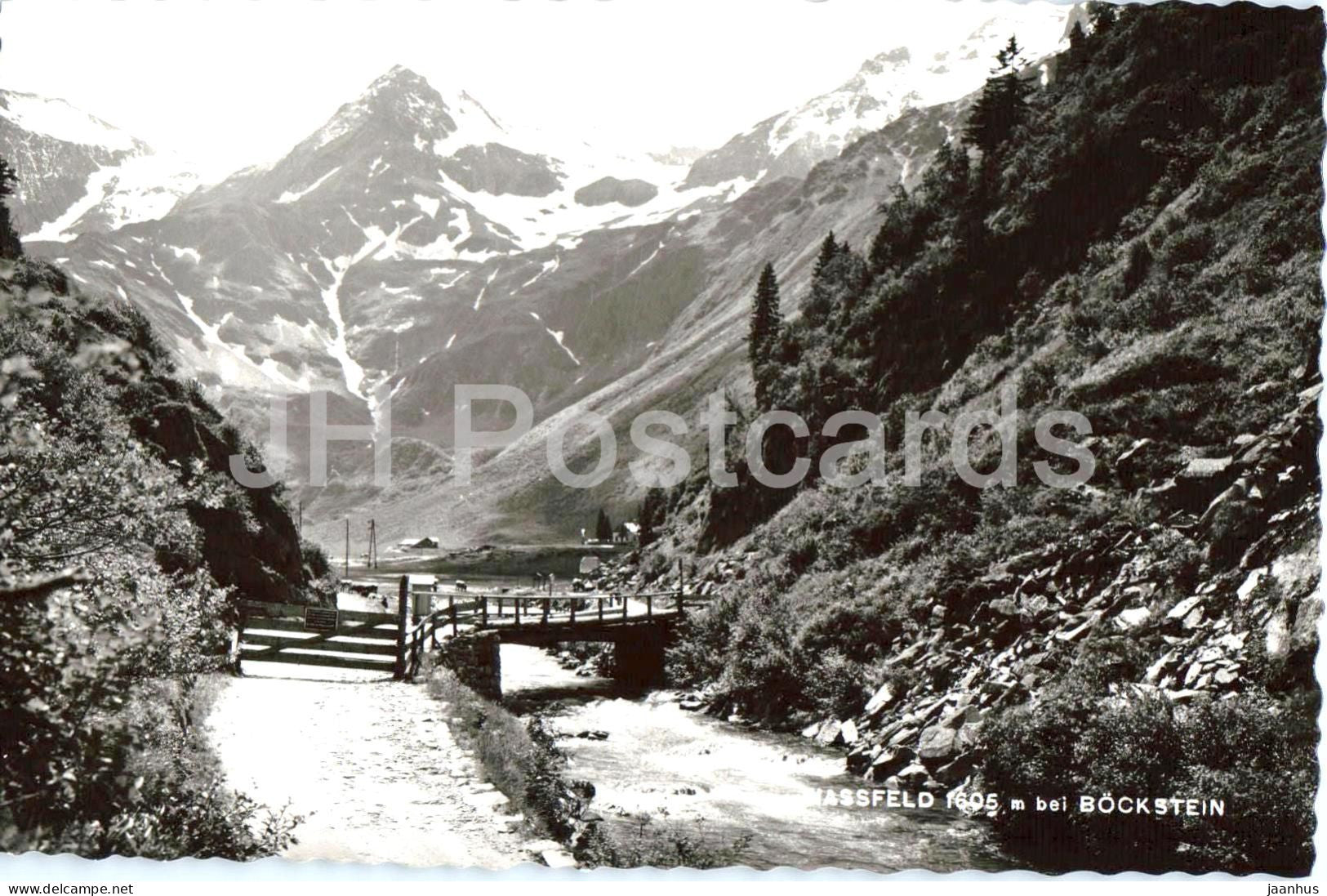 Nassfeld 1605 m bei Bockstein - valley - bridge - mountains - Alps - old postcard - Austria - used - JH Postcards