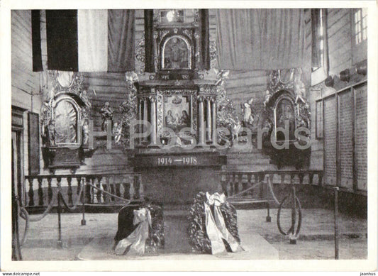 Gefallenenehrenmal in der Schrotholzkirche War Memorial - church - Schlesien - Silesia - old postcard - Poland - unused - JH Postcards