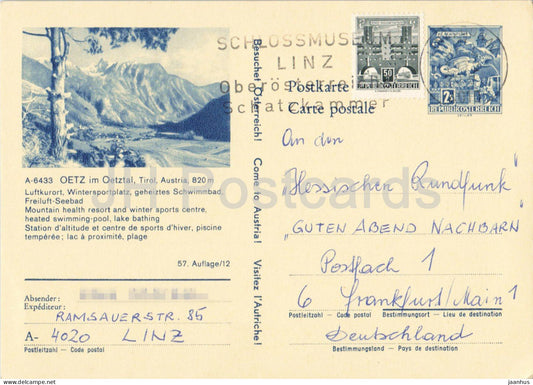 Oetz im Oetztal - Tirol - Hessischer Rundfunk - mountain landscape - postal stationery - 1972 - Austria - used - JH Postcards