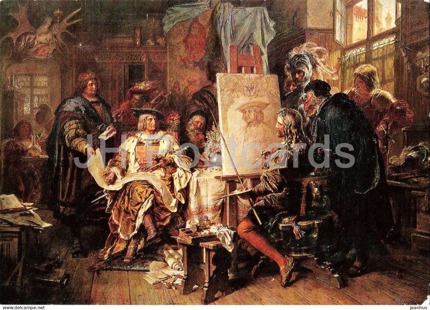 painting by Karl Jager - Durer paints Emperor Maximilian I - German art - 500/3 - Germany - used - JH Postcards
