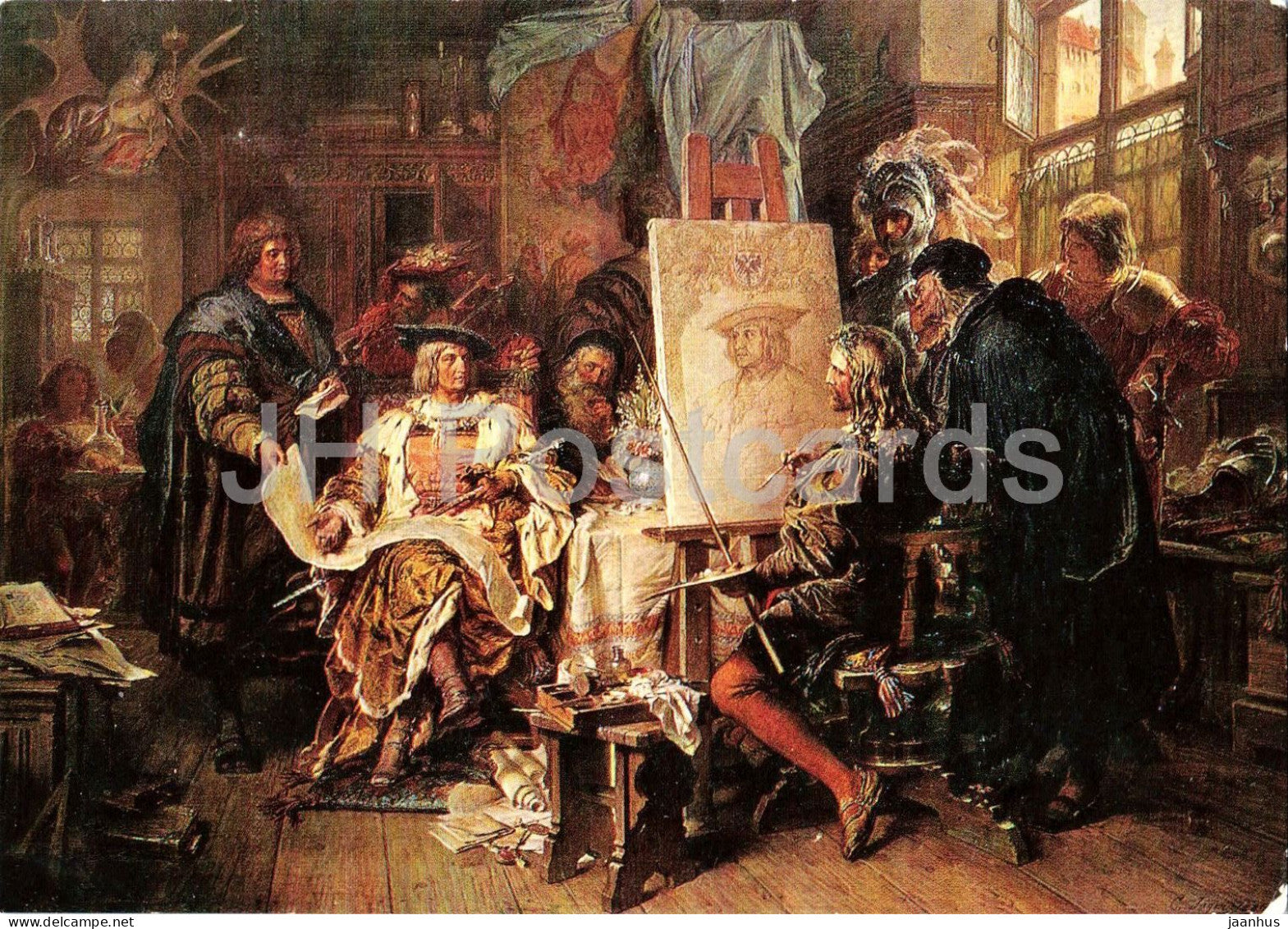 painting by Karl Jager - Durer paints Emperor Maximilian I - German art - 500/3 - Germany - used - JH Postcards