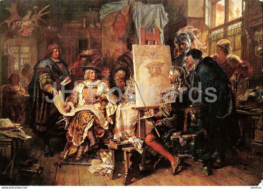 painting by Karl Jager - Durer paints Emperor Maximilian I - German art - 500/3 - Germany - used - JH Postcards