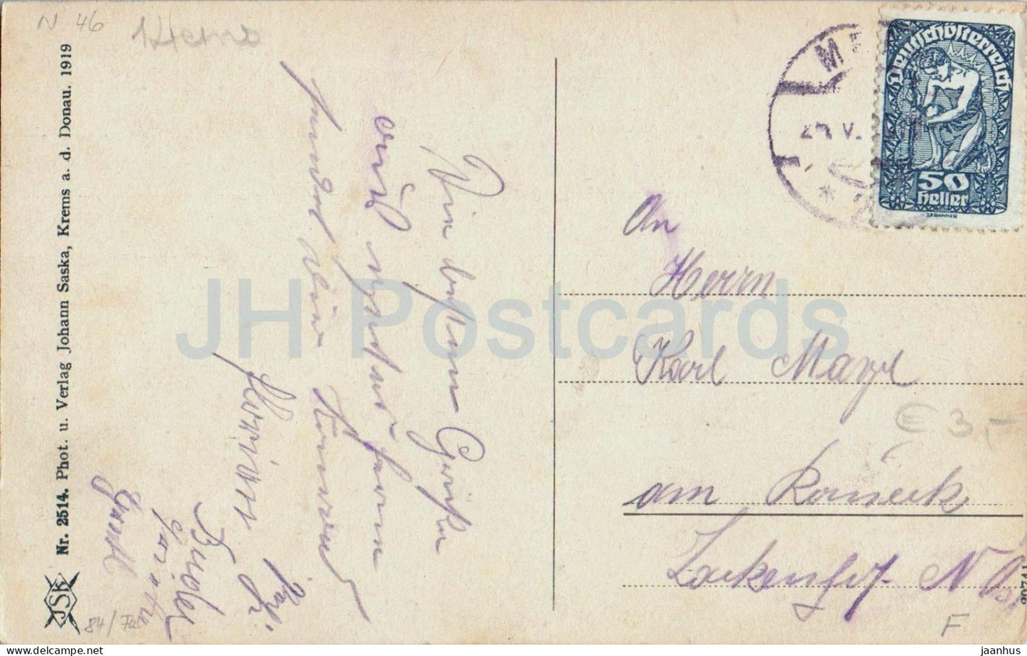 Durnstein in der Wachau - town view - 2514 - old postcard - 1919 - Austria - used