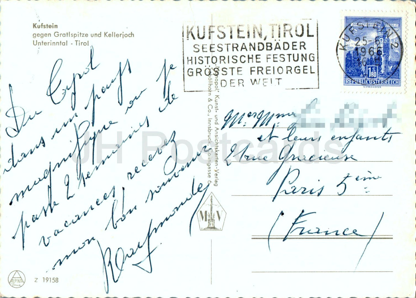 Kufstein gegen Gratlspitze und Kellerjoch - Tirol - 19158 - 1966 - Autriche - d'occasion 