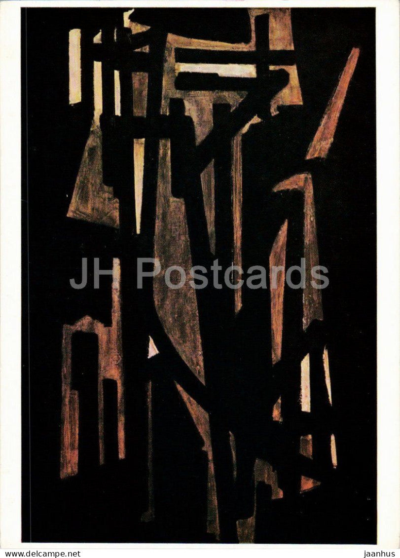 painting by Pierre Soulages - Composition - abstract art - Komposition - French art - 7476 - Germany - unused - JH Postcards