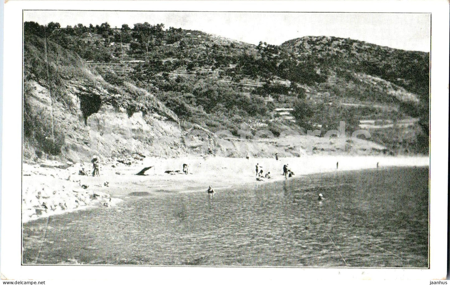 Lopud - Dalmatia - beach - bay - hills - swimmers - Pension Beograd - old postcard - Yugoslavia - unused - JH Postcards