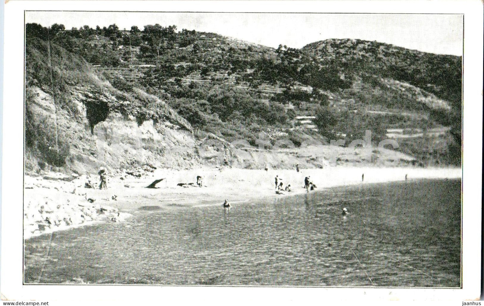 Lopud - Dalmatia - beach - bay - hills - swimmers - Pension Beograd - old postcard - Yugoslavia - unused - JH Postcards