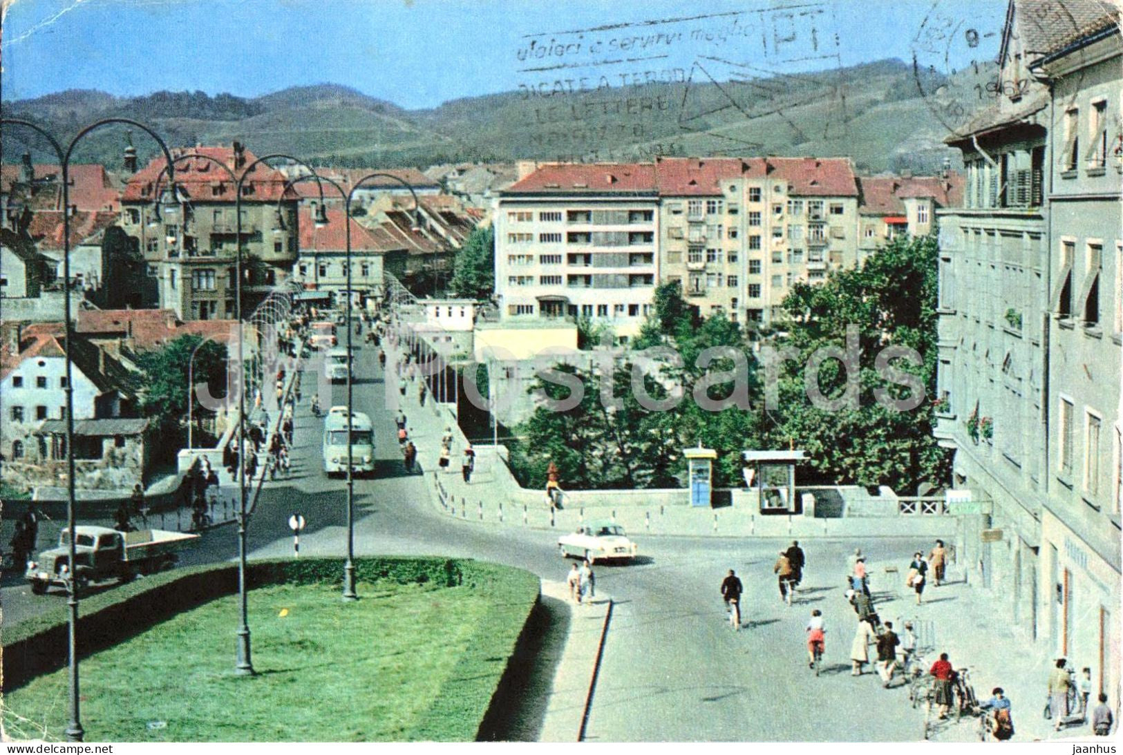 Maribor - city view - street panorama - street view - cars - 1962 - Serbia Yugoslavia - used - JH Postcards
