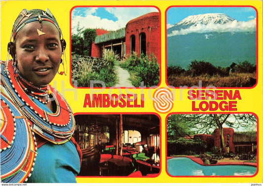 Amboseli - Serena Lodge - Masai woman - Kilimanjaro lodge - folk costumes - multiview - 1170 - 1982 - Kenya - used - JH Postcards