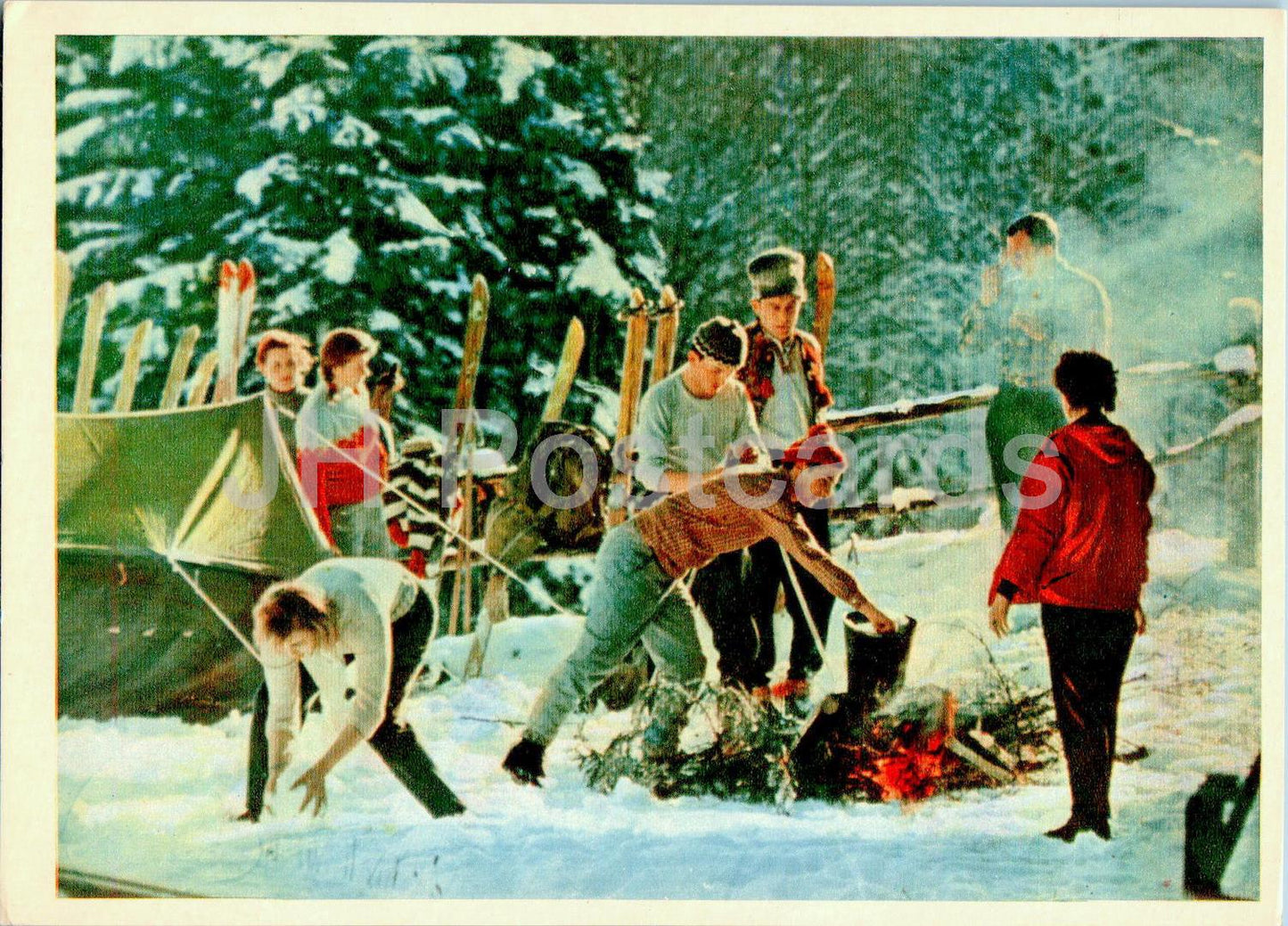 Carpathian Mountains - Karpaty - Region - Tourists stopping for a rest - 1962 - Ukraine USSR - unused