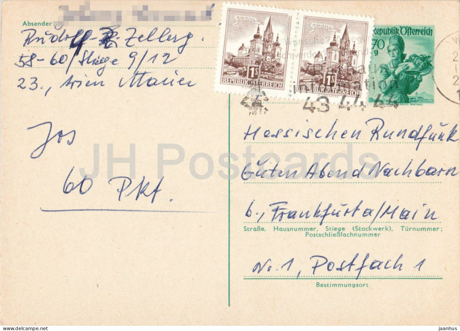Hessischer Rundfunk - Guten abend Nachbarn - 4 - postal stationery - Austria - used - JH Postcards