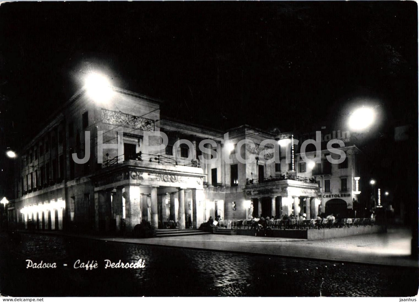 Padova - Caffe Pedrocchi - Cafe - night view - street - old postcard - 1953 - Italy - used - JH Postcards