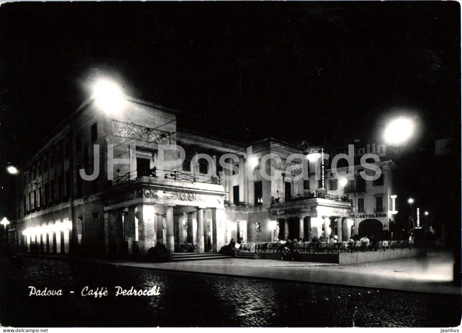 Padova - Caffe Pedrocchi - Cafe - night view - street - old postcard - 1953 - Italy - used - JH Postcards