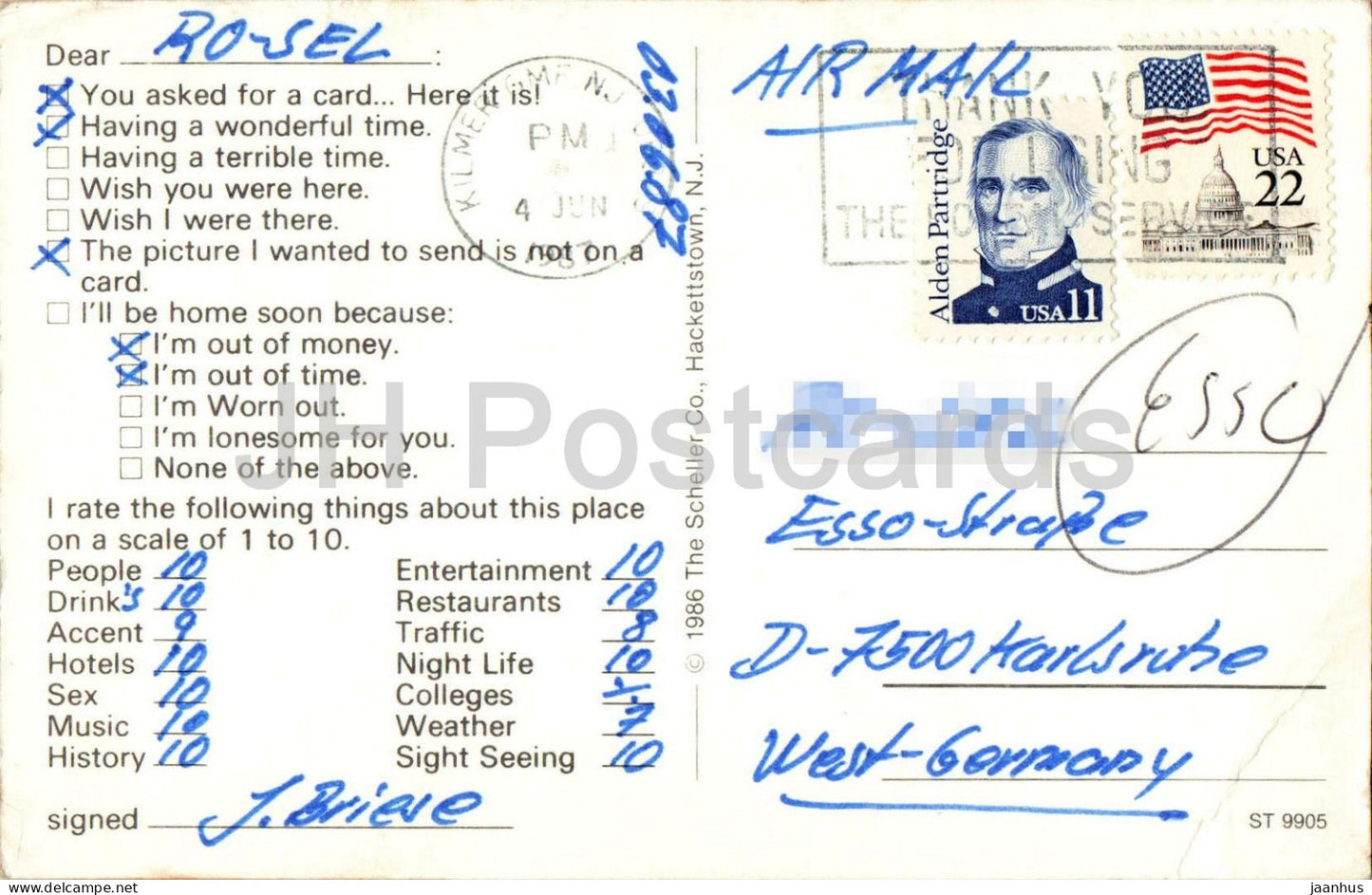 Generische Postkarte – Wenn Sie nicht wissen, was Sie schicken sollen oder es Ihnen egal ist – Humor Neuheitspostkarte – Barcode – 1987 – USA – gebraucht