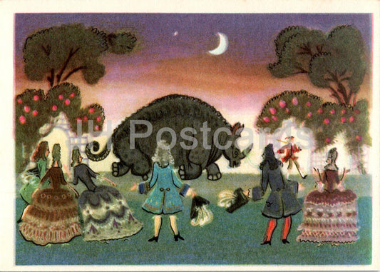 The Brave Little Tailor - Fairy Tale by Brothers Grimm - Unicorn - court - illustration - 1975 - Russia USSR - unused