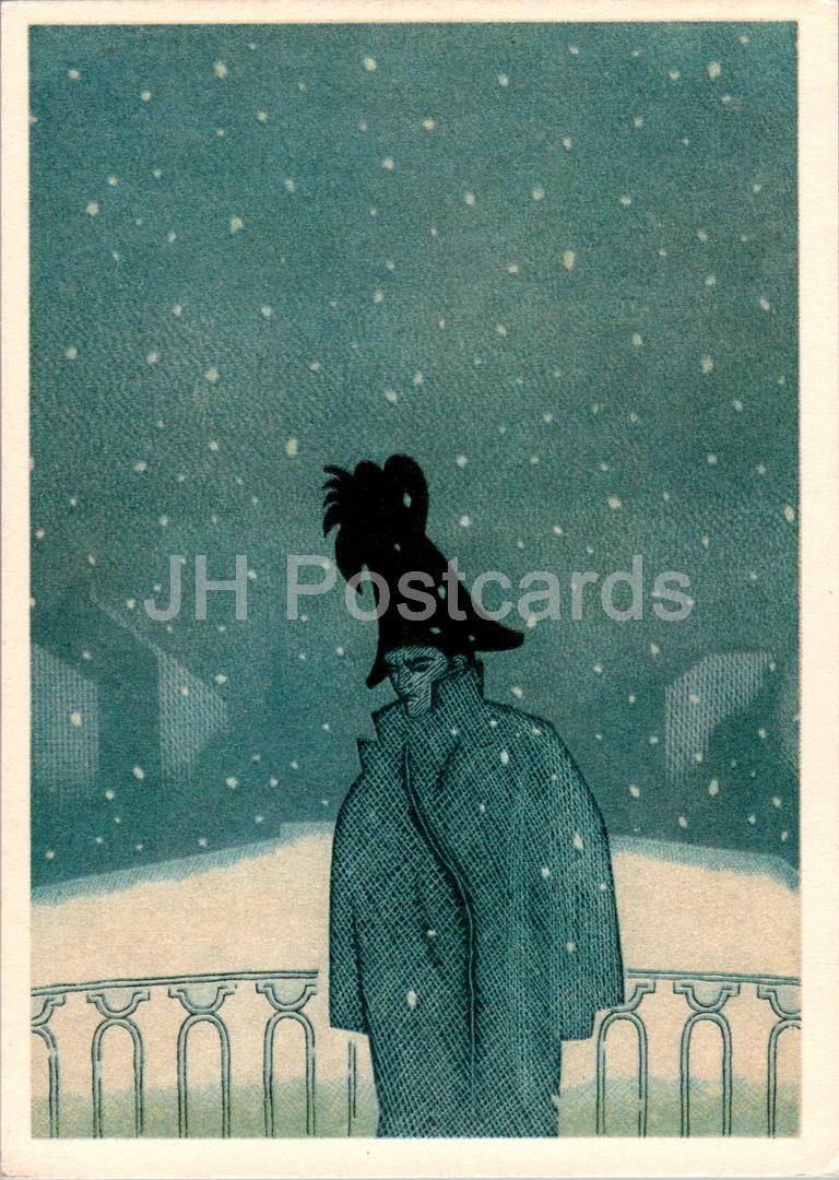 The Queen of Spades - poem by A. Pushkin - man - illustration by G. Epifanov - 1971 - Russia USSR - unused