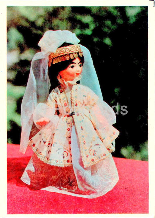 Uzbek Dolls - Ceremonial woman dress Khorezm - 1 - folk costumes - 1976 - Uzbekistan USSR - unused