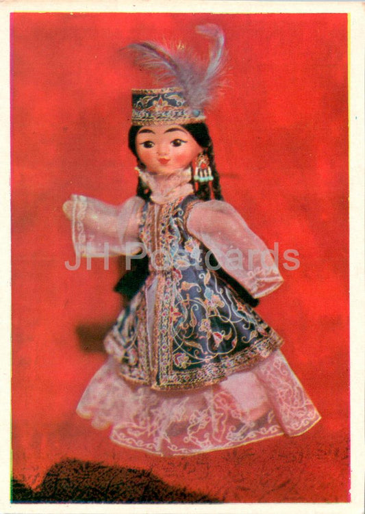 Usbekische Puppen – Zeremonielles Frauenkleid Khorezm – 2 – Volkskostüme – 1976 – Usbekistan UdSSR – unbenutzt 