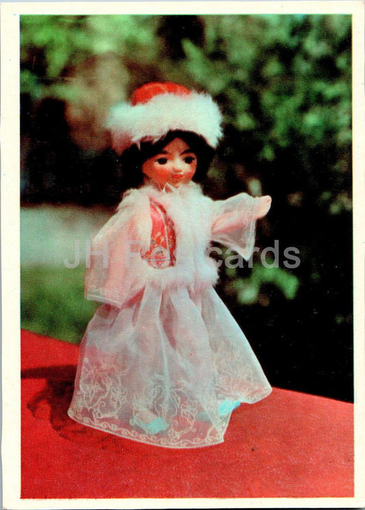 Usbekische Puppen – Zeremonielle Mädchenrobe Karakalpakia – Volkskostüme – 1976 – Usbekistan UdSSR – unbenutzt 