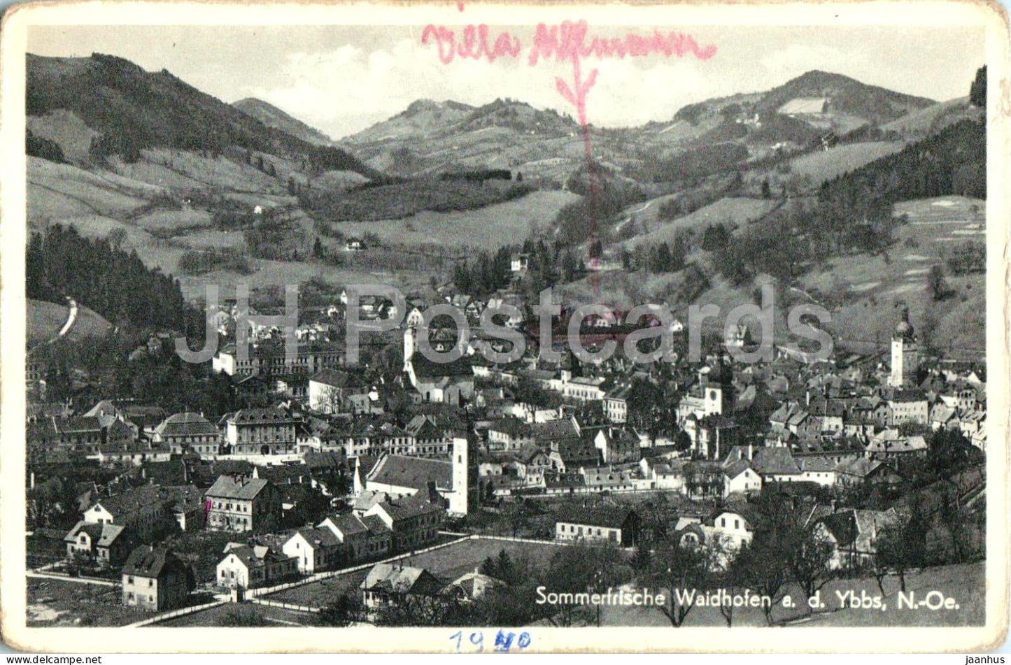 Sommerfrische Waidhofen a.d. Ybbs - town panorama - 33550 - old postcard - Austria - unused - JH Postcards
