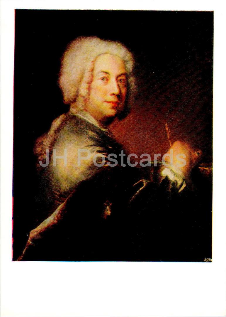 painting by Antoine Pesne - Self Portrait - French art - 1985 - Russia USSR - unused