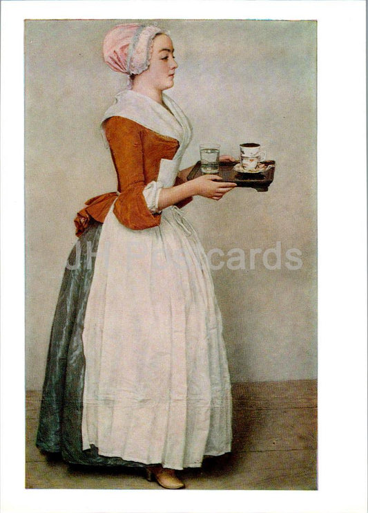 painting by Jean-Etienne Liotard - The Chocolate Girl - Swiss art - 1985 - Russia USSR - unused