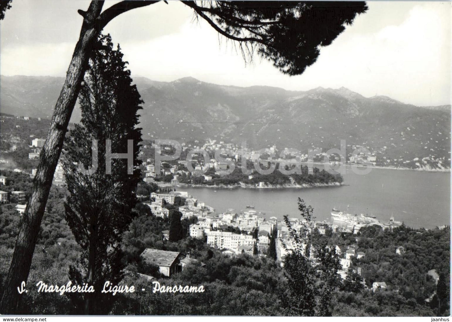 S. Margherita Ligure - Panorama - seaside town bay - mountains - Ligurian Riviera - 219 - old postcard - Italy - unused - JH Postcards